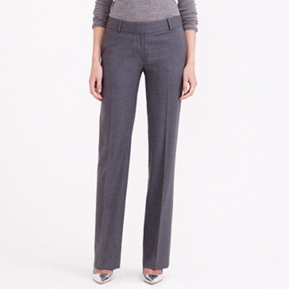 J Crew Favourite Pants Wool Navy Blue Full Length Flare Pants Career Office - Picture 2 of 7